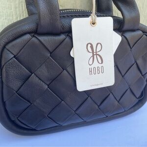 HOBO Crossbody Purse Brown Maze Woven Leather Satchel Handbag size 9x5x2 inch